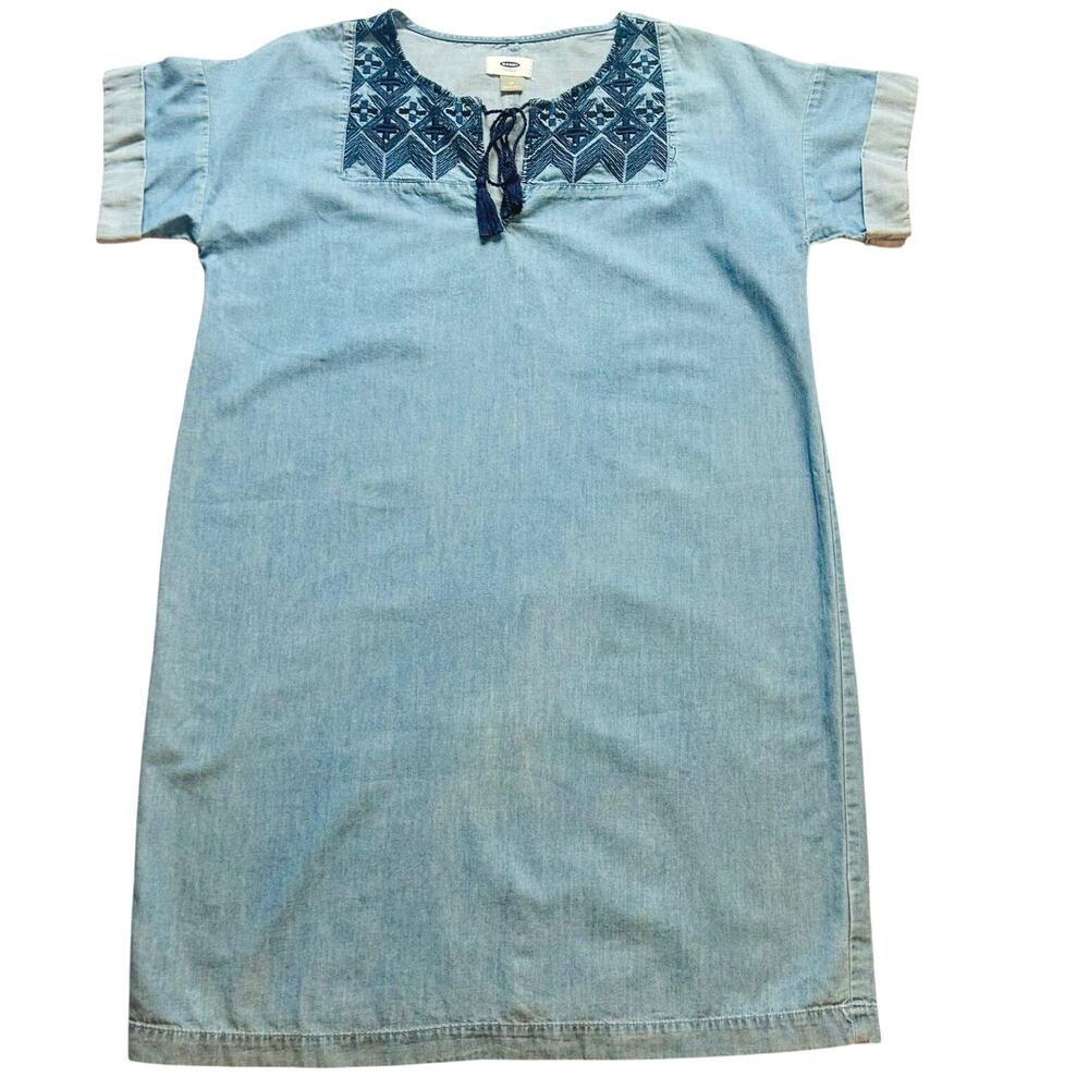 Old Navy Embroidered Cotton Shift Dress Size M Boho - Picture 2 of 16